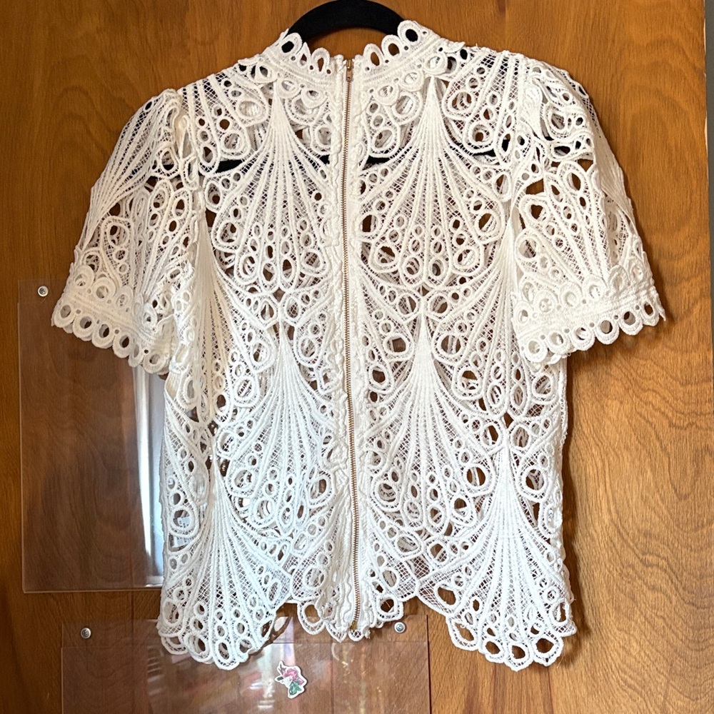 Blashe White Open Lace Short Sleeve - Picture 6 of 8